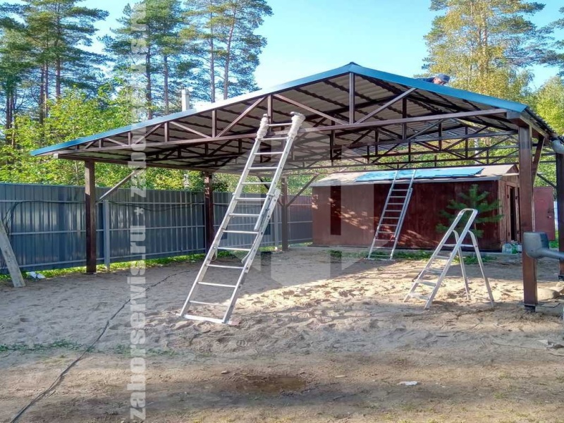 Навес из металлочерепицы пример 2