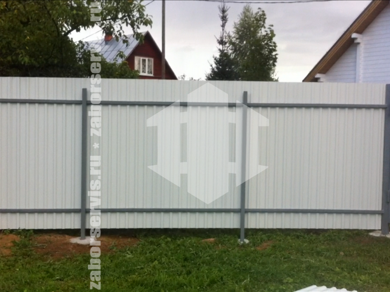 Забор из профнастила с бетонированием столбов 78 метров